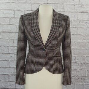 Vintage 70s Wool Tweed Houndstooth Blazer Jacket 10